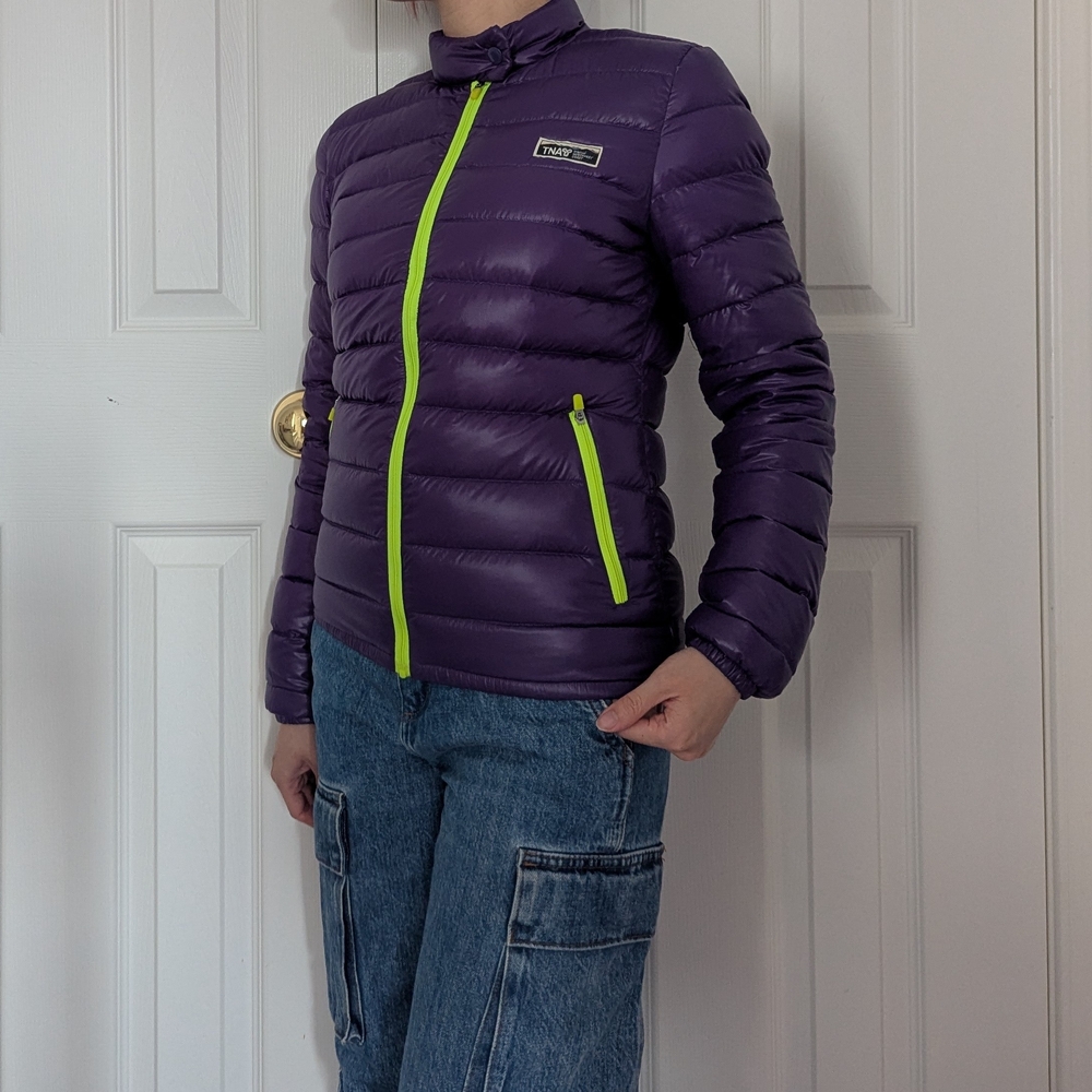 TNA Aritzia Purple Puffer Down Jacket Size XS